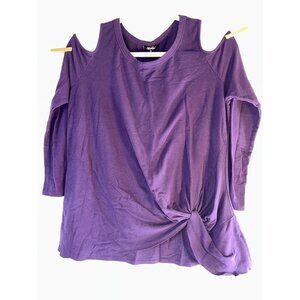 Andree by Unit Womens Tunic Cold Shoulder Purple Hi Lo Hem Size 2XL